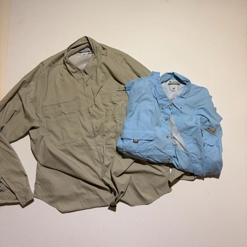 Lot of 2 Lightweight Columbia Fishing Shirts Long Sleeves